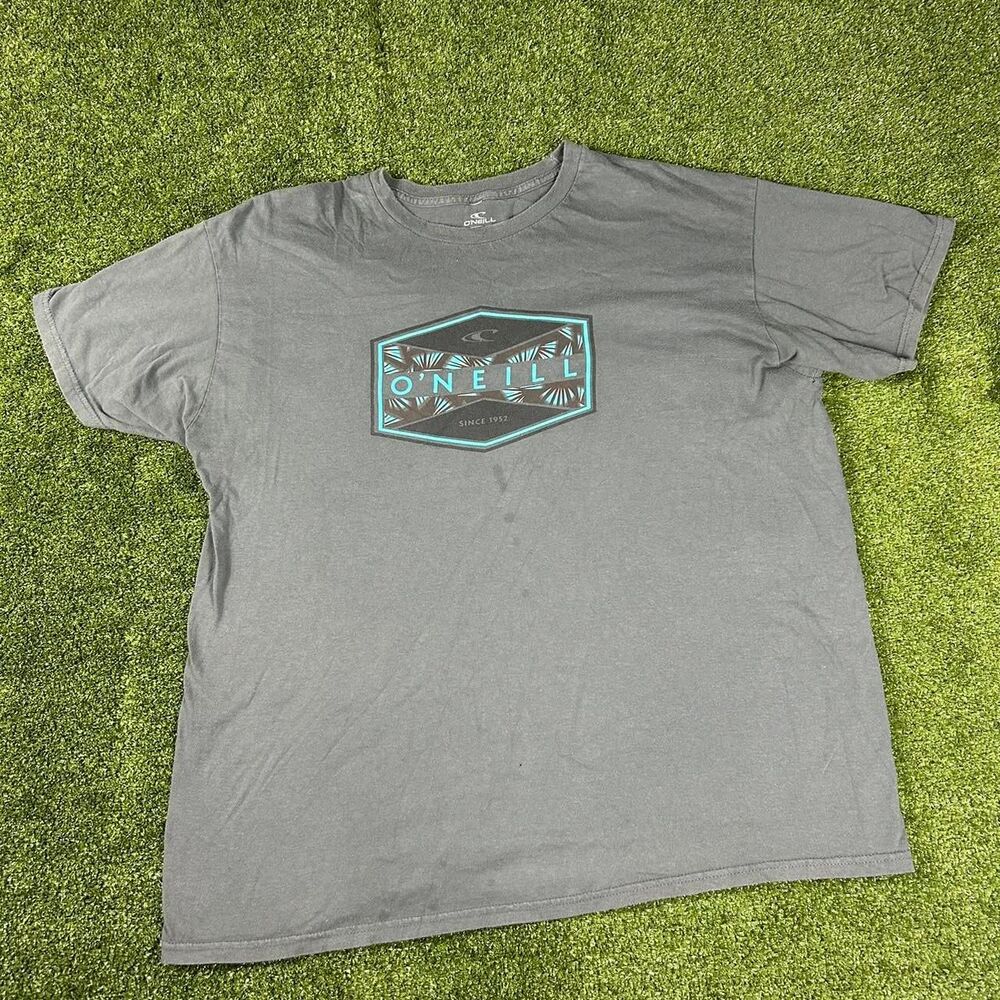 O-neill Men's Grey and Blue T-shirt